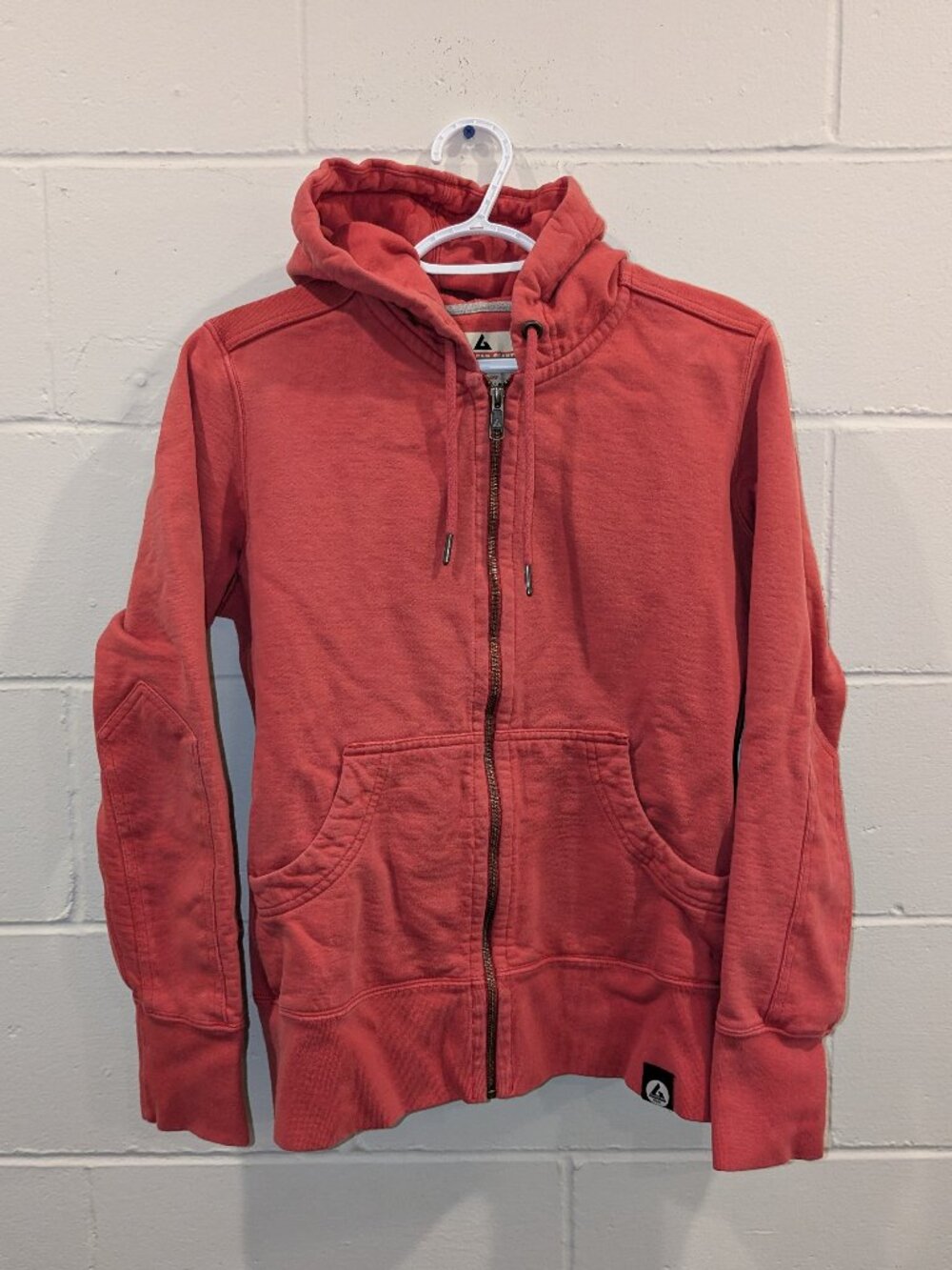American Giant Hoodie Large Red Full Zip Cotton Sweatshirt USA Heavyweight Flaw